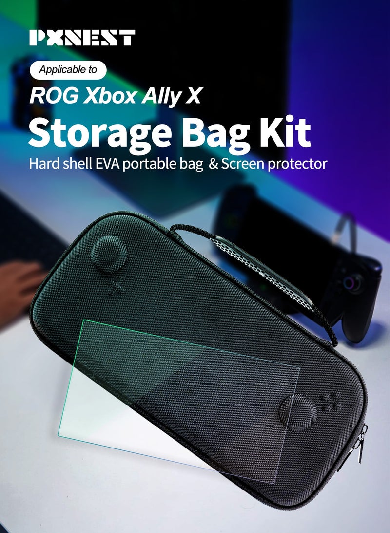 بيكسنست متوافق مع حقيبة الحمل الصلبة ASUS ROG Xbox Ally X، حقيبة تخزين محمولة مقاومة للصدمات مصنوعة من مادة EVA، مقاومة للماء، تتضمن واقي شاشة واحد وحافظة حماية واحدة. - Image 1